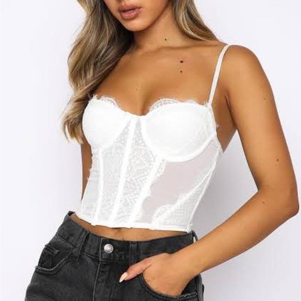 White Lace Bustier Top